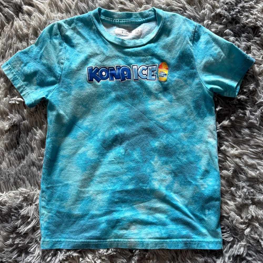 Boys Abercrombie Kids Kona Ice T-Shirt Size 7/8 Short Sleeve Blue Tie-Dye Youth